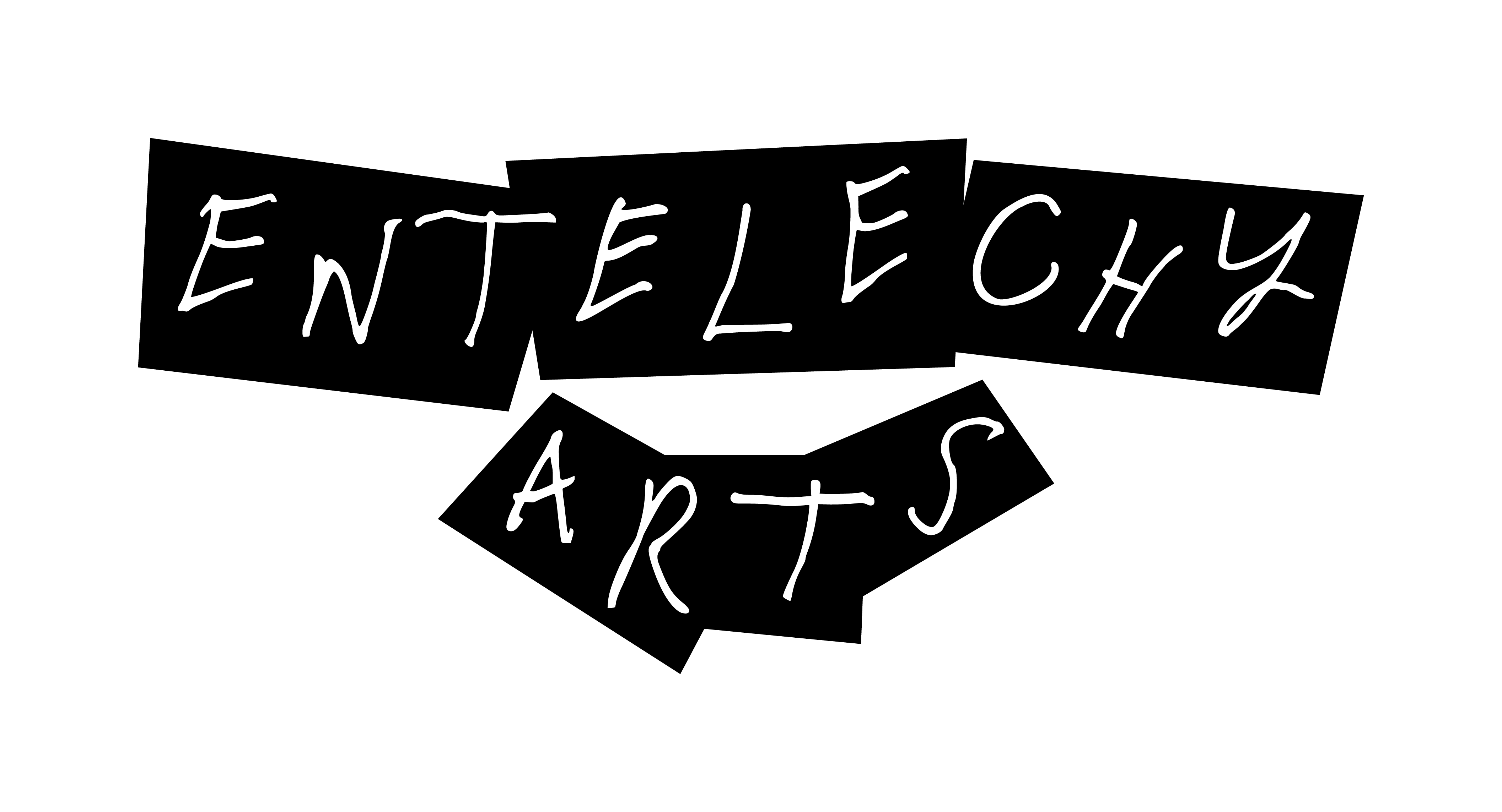 White handwriting on a black background reads 'Entelechy Arts'