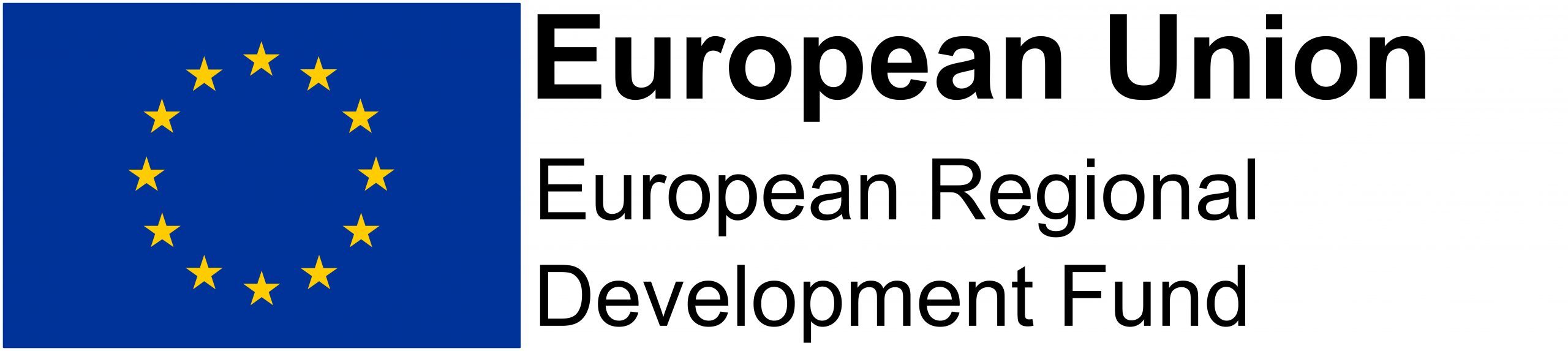 A logo with the EU flag (a circle of yellow stars on a blue background) and the text European Union European Regional Development Fund