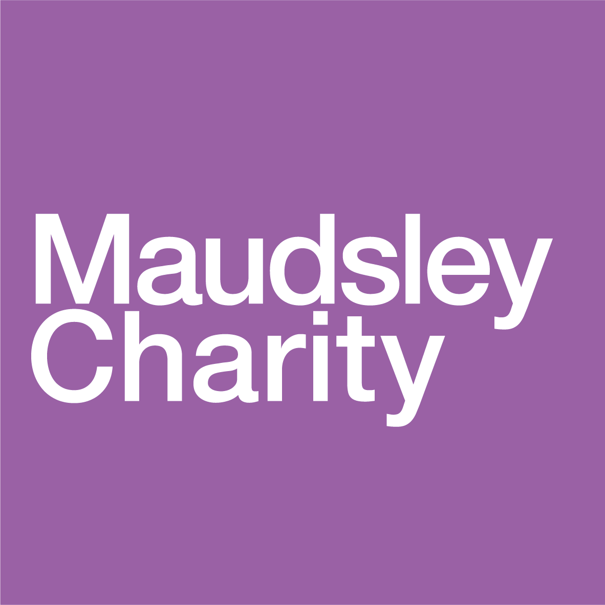 A purple, square logo with white text reading: Maudsley Charity