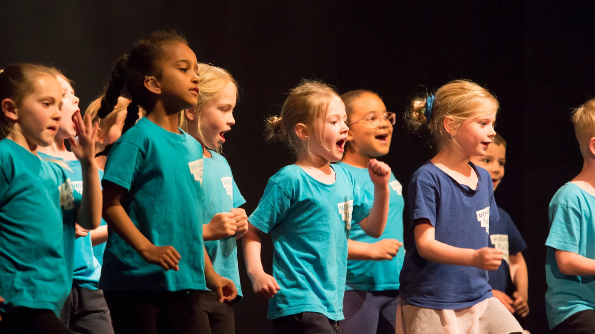 Group of children performing on stage