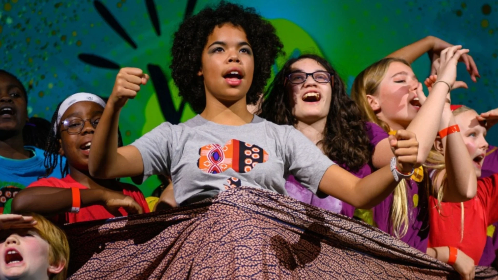 a group of children performing