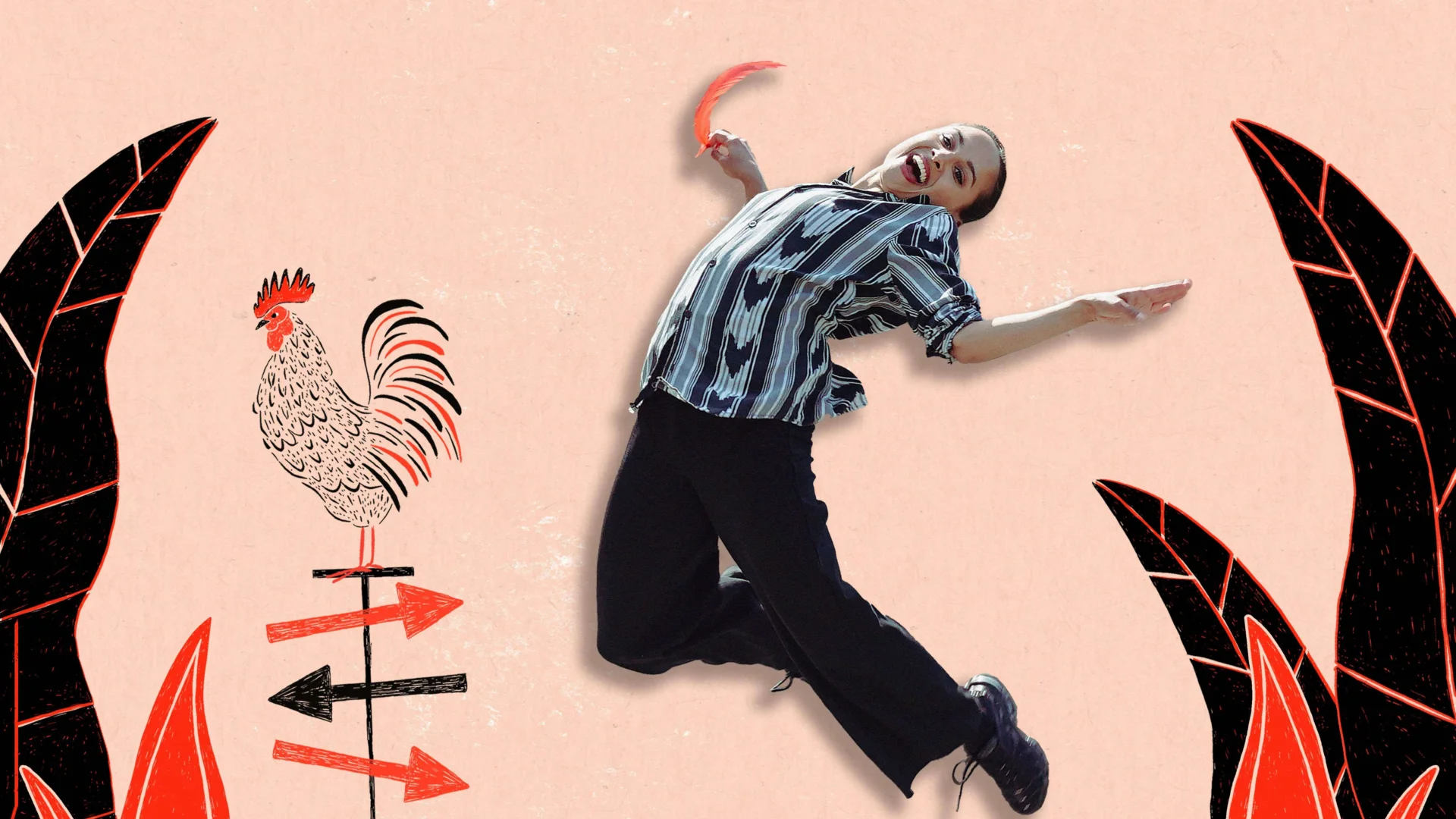 Person jumping on animated background