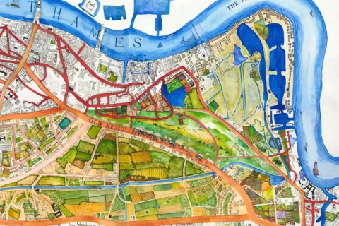 illustrated map of south of the thames