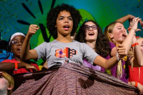 a group of children performing