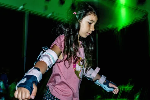 A child roller skating